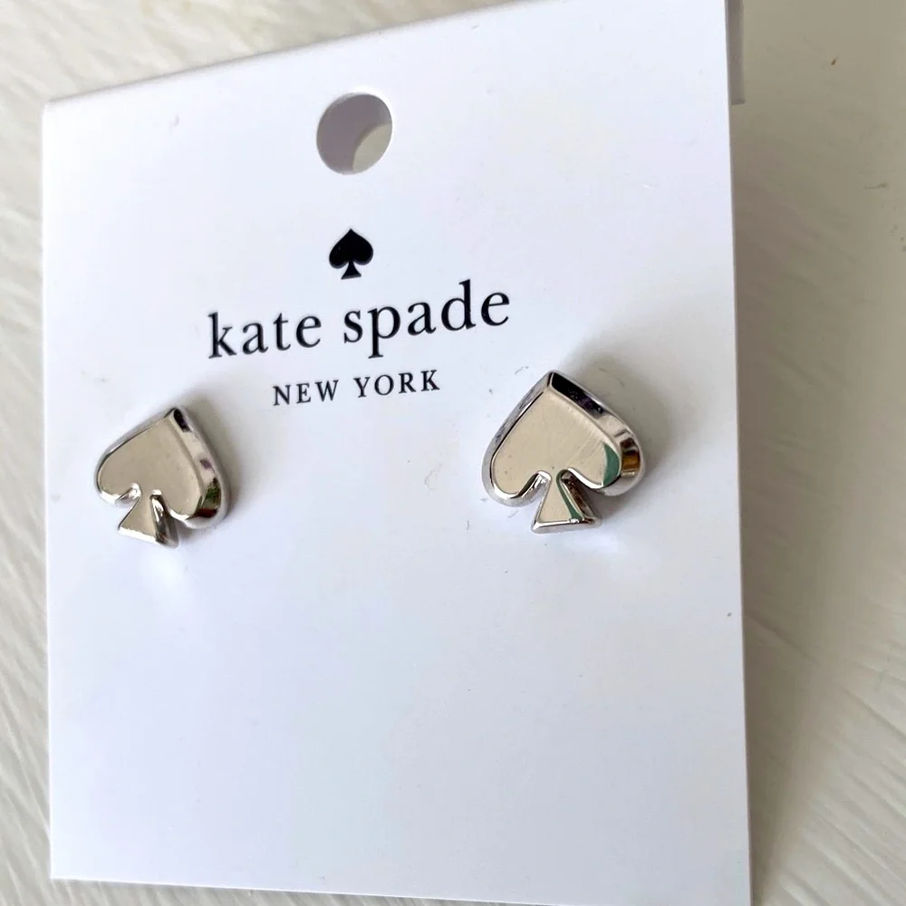 Kate Spade Silver Everyday Spade Stud Earrings with Dust Bag